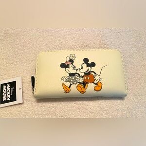 Disney Mickey and Minnie wristlet zip around wallet NWT